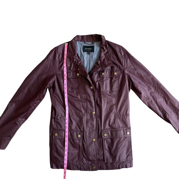 BANANA REPUBLIC Womens Utility Jacket Size M Waxed Coated Canvas Burgundy VTG - Picture 7 of 16